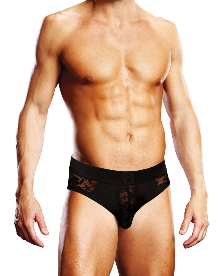 Prowler Lace Open Back Brief - Black XL