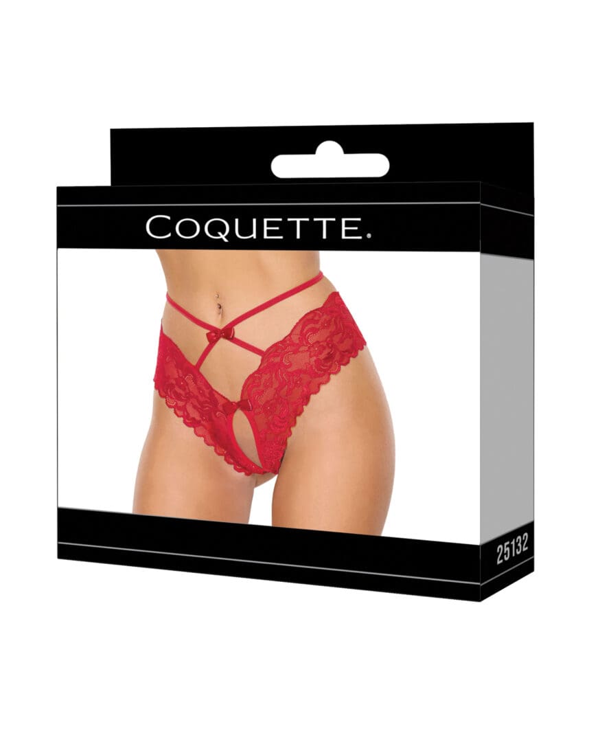 Lace Hipster Panty w/Bow Detail - Red LG - Image 3
