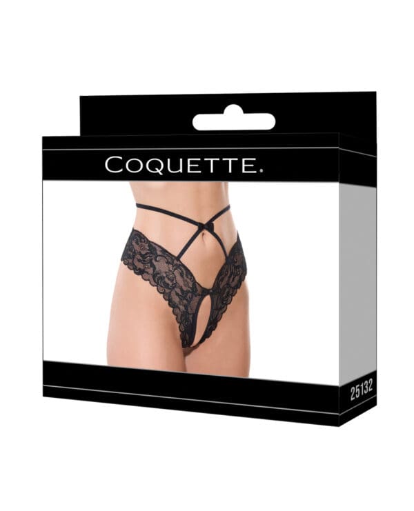Lace Hipster Panty w/Bow Detail - Black XL - Image 4