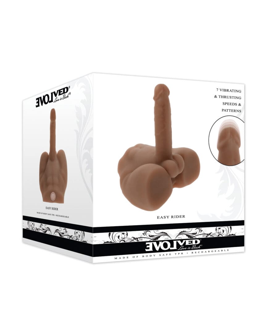 NO ETA $Evolved Easy Rider Thrusting & Vibrating Life-Like Dildo - Dark