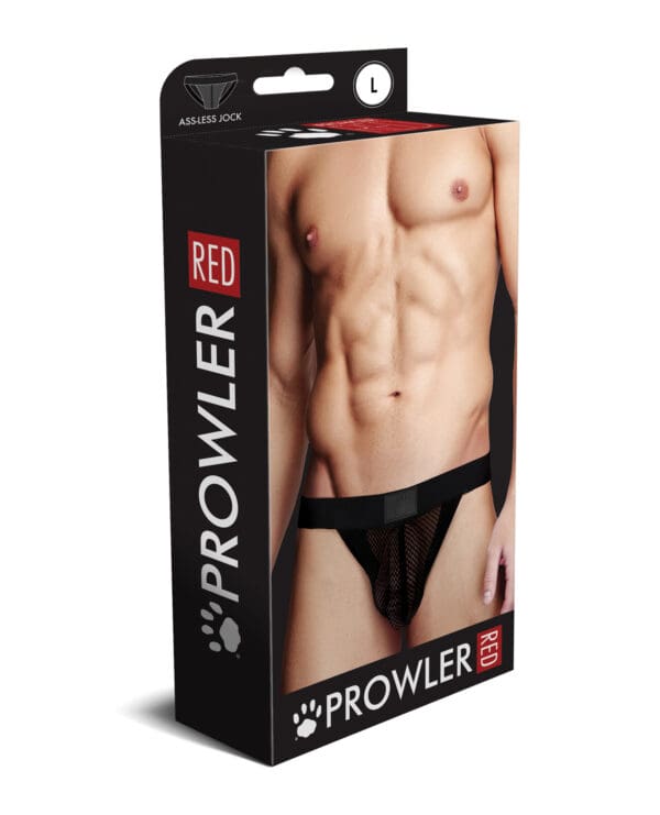 Prowler RED Fishnet Ass-less Jock - Black LG - Image 3