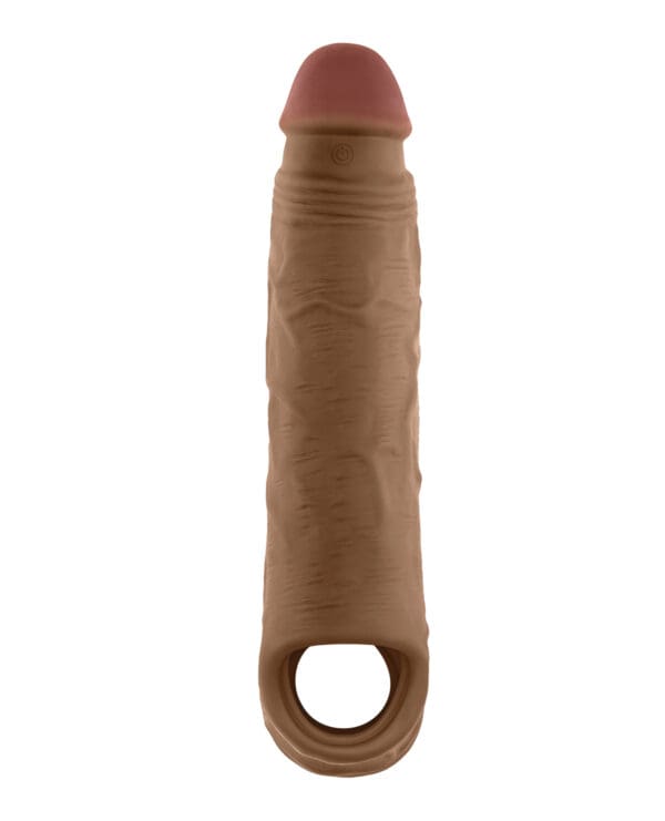 Shaft Flexskin Liquid Silicone 8.8" Vibrating Sheath - Oak - Image 3