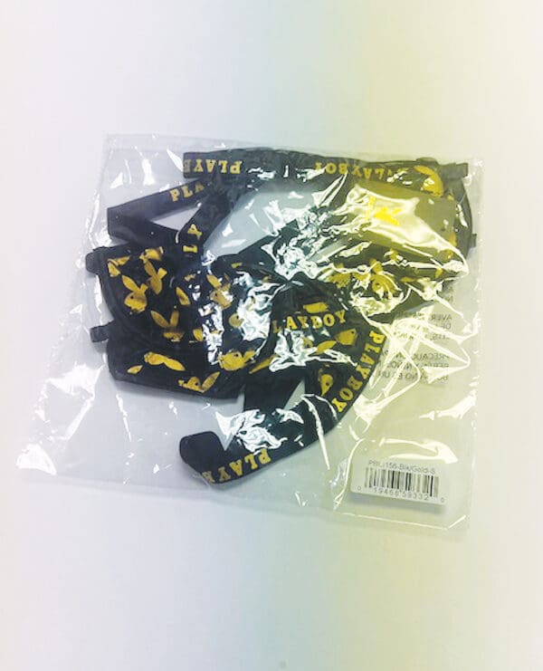 Playboy Gold Foil Mesh & Satin Bralette w/Thong 2 pc Set - Black/Gold 2X - Image 3