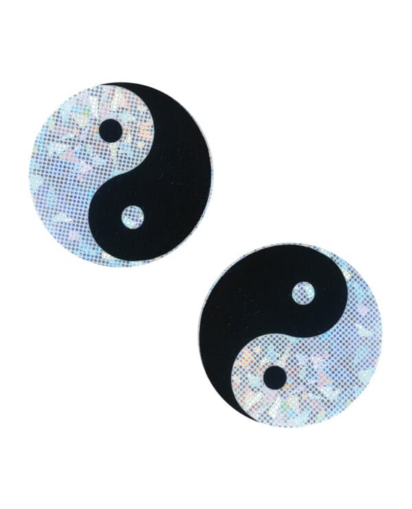 Neva Nude Ying Yang Holographic Fun Pasties - Black Silver O/S - Image 2