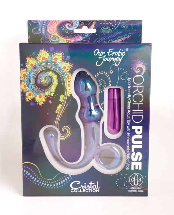 Cristal Orchid Pulse Glass Dildo w/Removable Bullet Vibe - Purple - Image 5