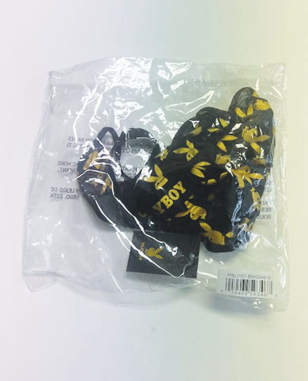 Playboy Bunny Gold Foil Halter Teddy - Black/Gold 1X - Image 3