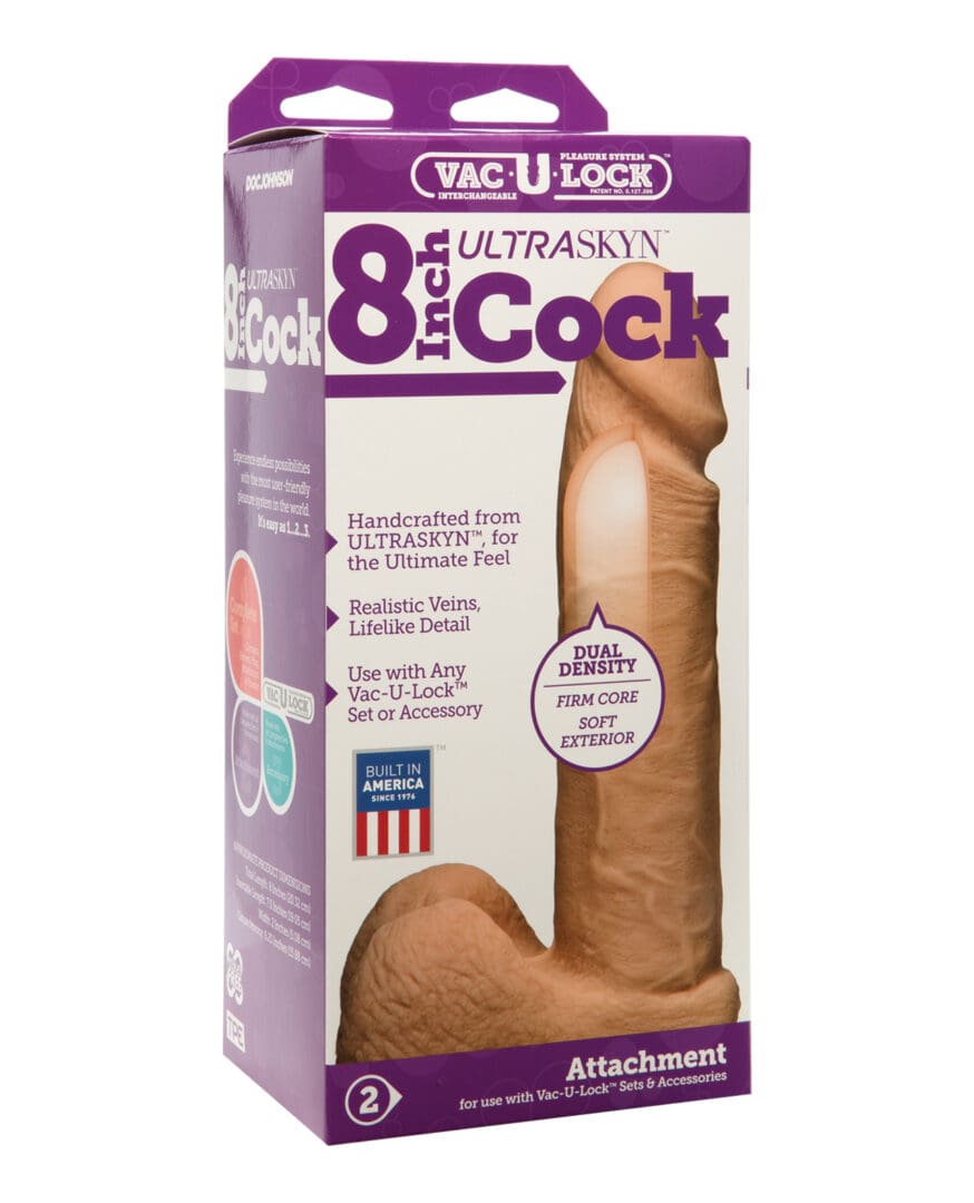 Vac-U-Lock 8" Ultraskyn Cock & Balls Attch. - White