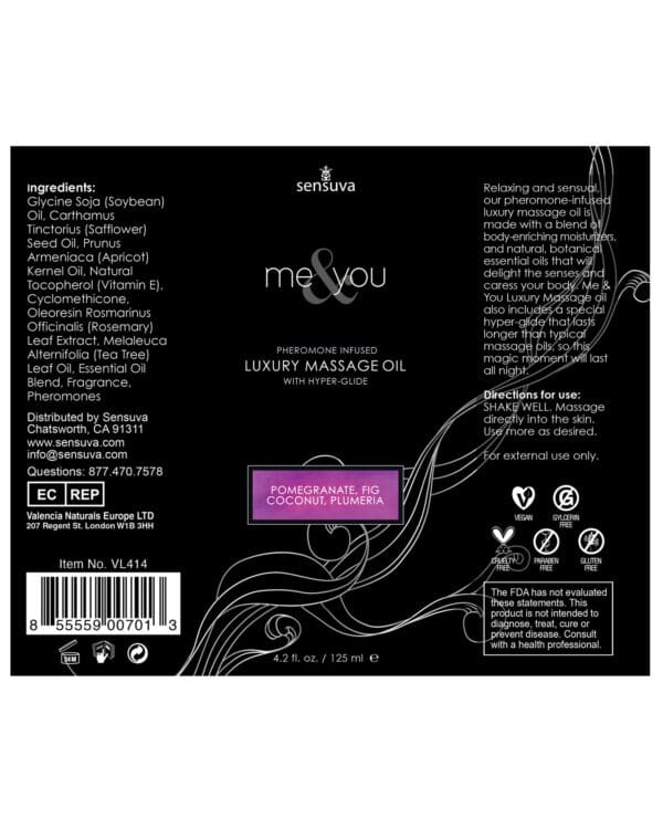 Sensuva Me & You Massage Oil - 4.2 oz Sweet Secrets - Image 2