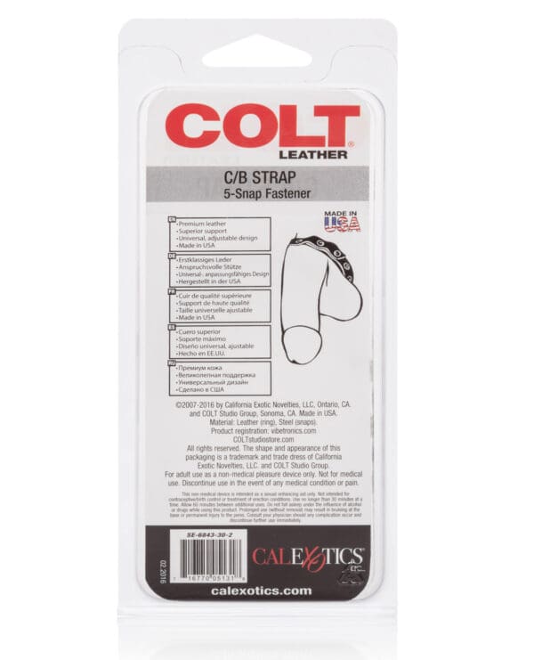 COLT Leather C/B Strap 5 Snap Fastener - Black - Image 2