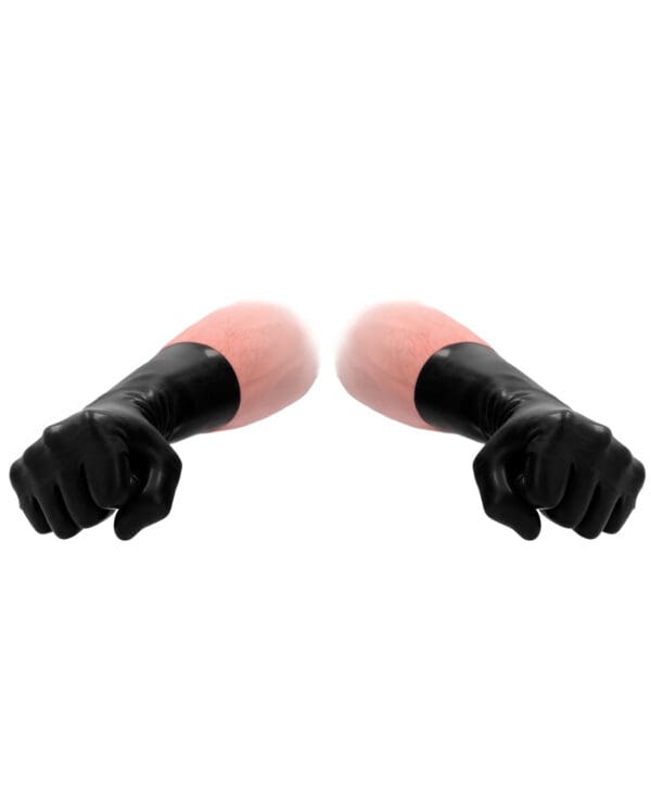 Shots Fist It Latex Short Gloves - Black - Image 2