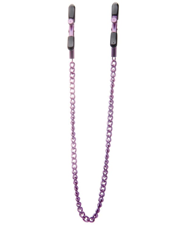 Shots Ouch Adjustable Nipple Clamps w/Chain - Purple - Image 2