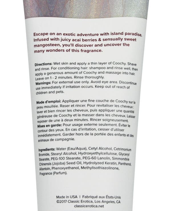 COOCHY Shave Cream - 3.4 oz Island Paradise - Image 2