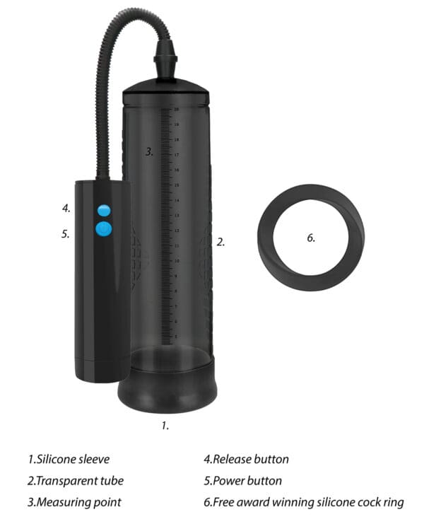 Shots Pumped Rechargeable Extreme Power Pump w/Free Silicone Cock Ring - Black - Image 5