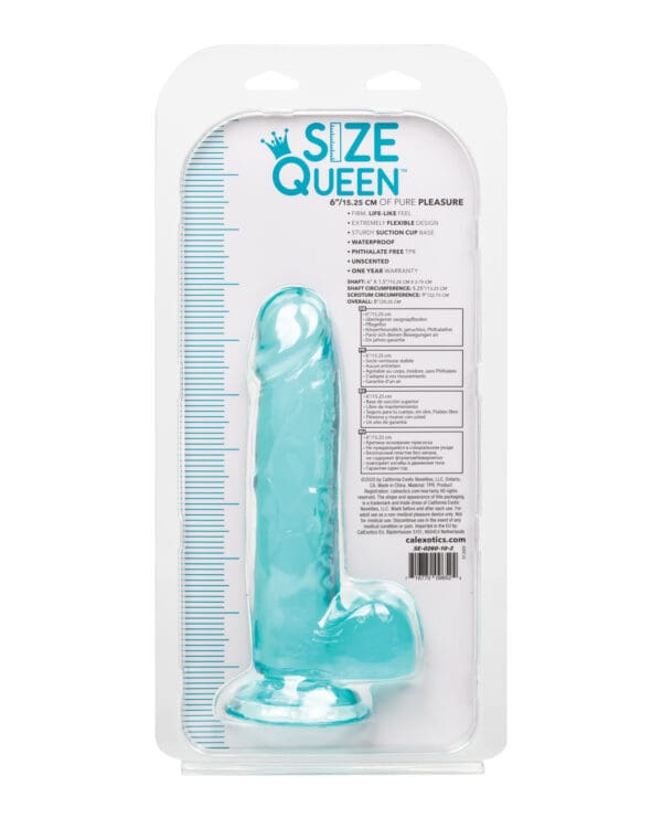 Size Queen 6" Dildo - Blue - Image 2