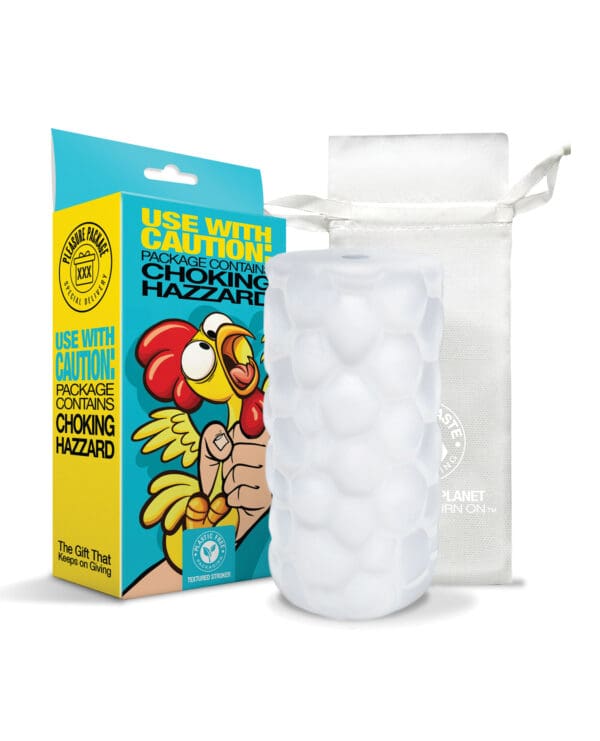 Pleasure Package Use w/Caution Tight Textured Stroker - White - Image 3