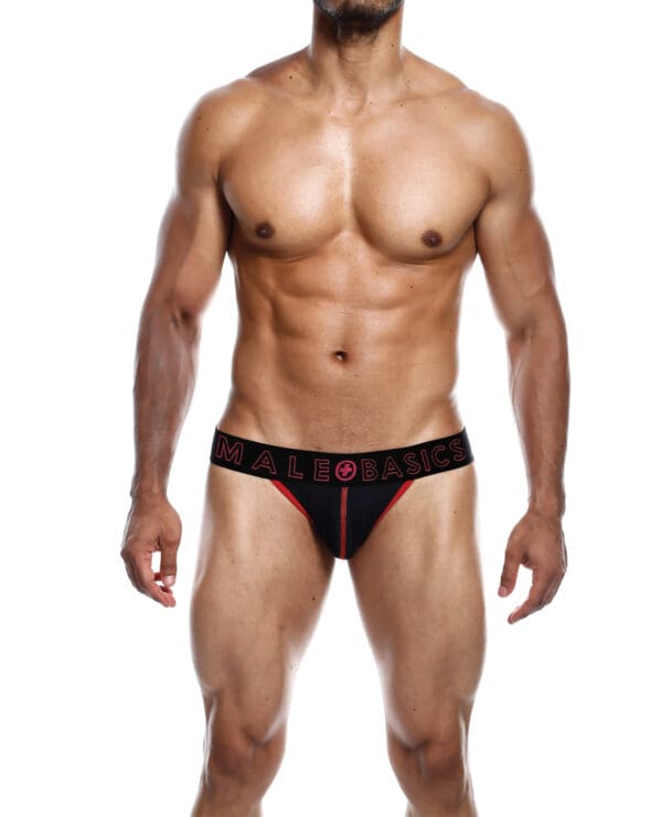 Male Basics Neon Jockstrap Red XL - Image 2