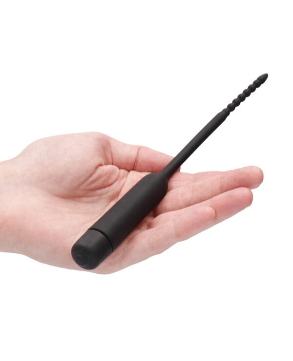 Shots Ouch Urethral Sounding Silicone Vibrating Bullet Plug w/Beaded Tip - Black - Image 4