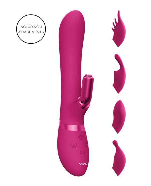 Shots Vive Chou G-Spot Rabbit w/Interchangeable Clitoral Attachments - Pink - Image 2