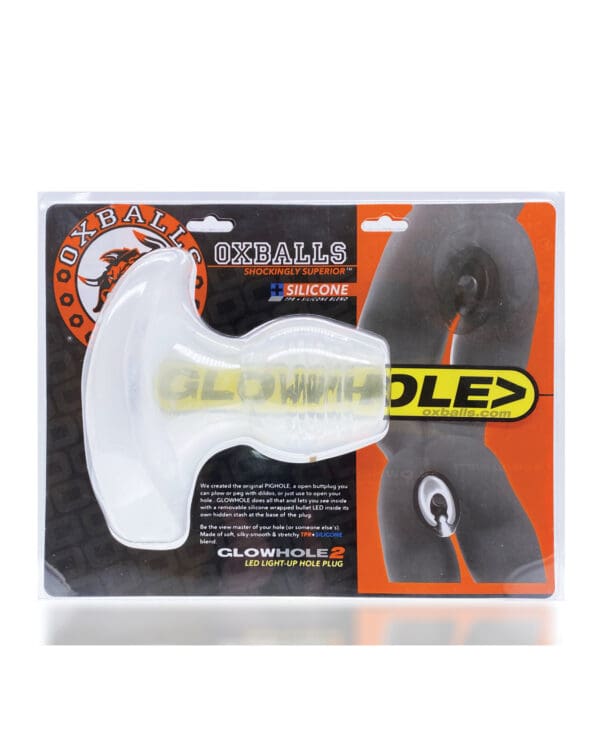 Oxballs Glowhole 1 Hollow Buttplug w/LED Insert Small - Clear - Image 5