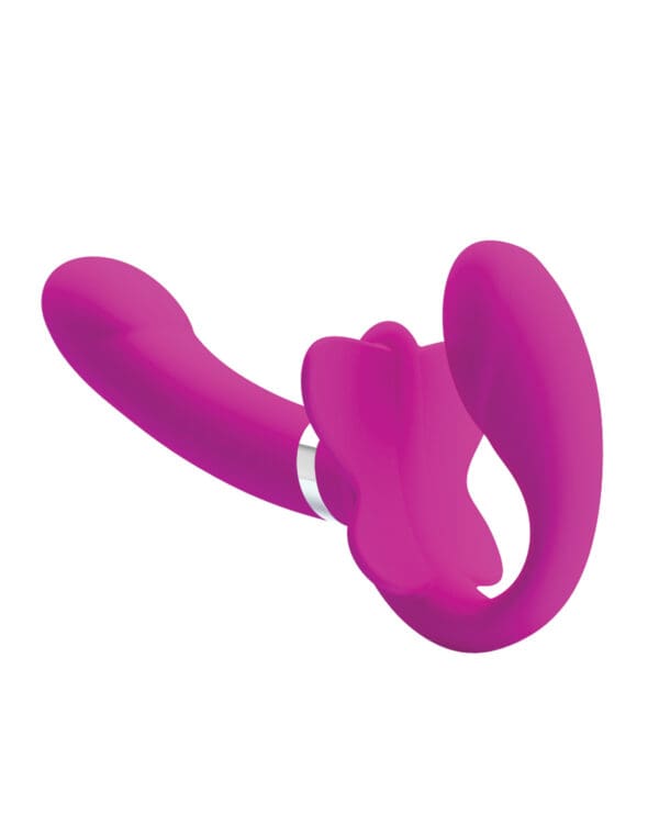 Pretty Love Valerie Vibrating Strapless Strap On - Fuchsia - Image 4