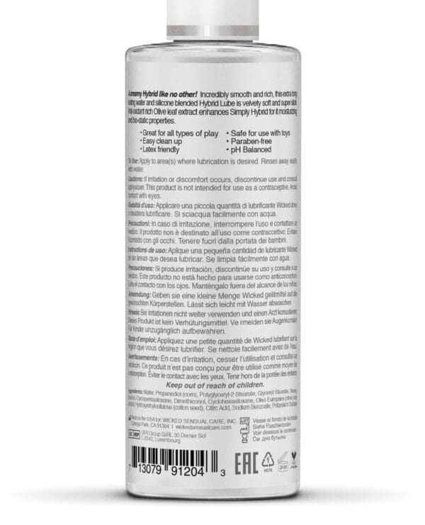 Wicked Sensual Care Simply Hybrid Lubricant - 4 oz - Image 2