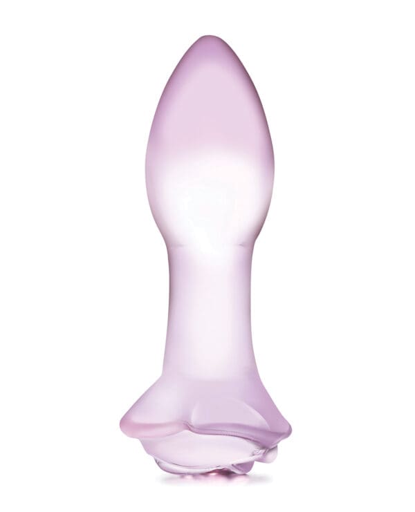 Glas 5" Rosebud Glass Butt Plug - Pink - Image 2