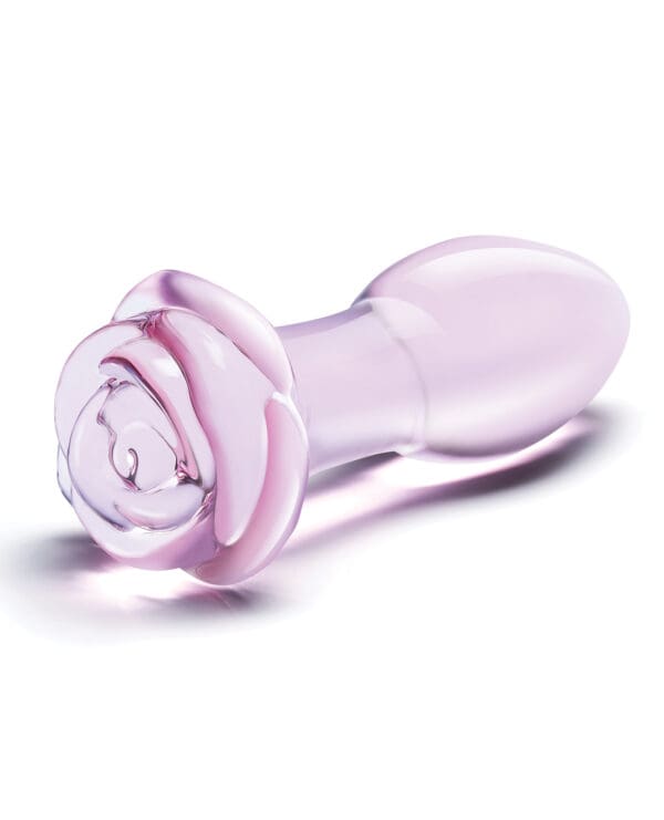 Glas 5" Rosebud Glass Butt Plug - Pink - Image 3