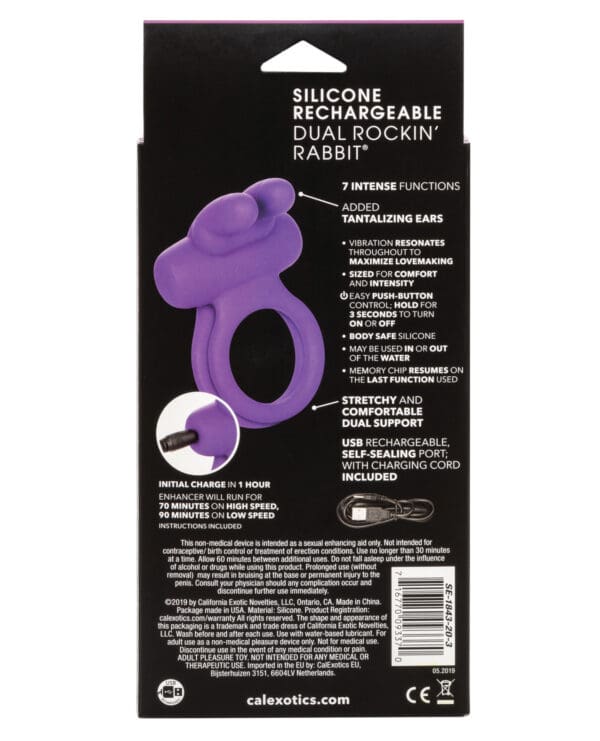Silicone Rechargeable Rockin' Rabbit Enhancer - Purple - Image 2