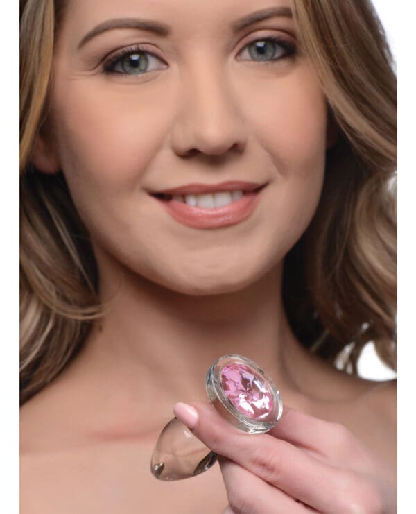 Booty Sparks Pink Gem Glass Anal Plug - Small - Image 4
