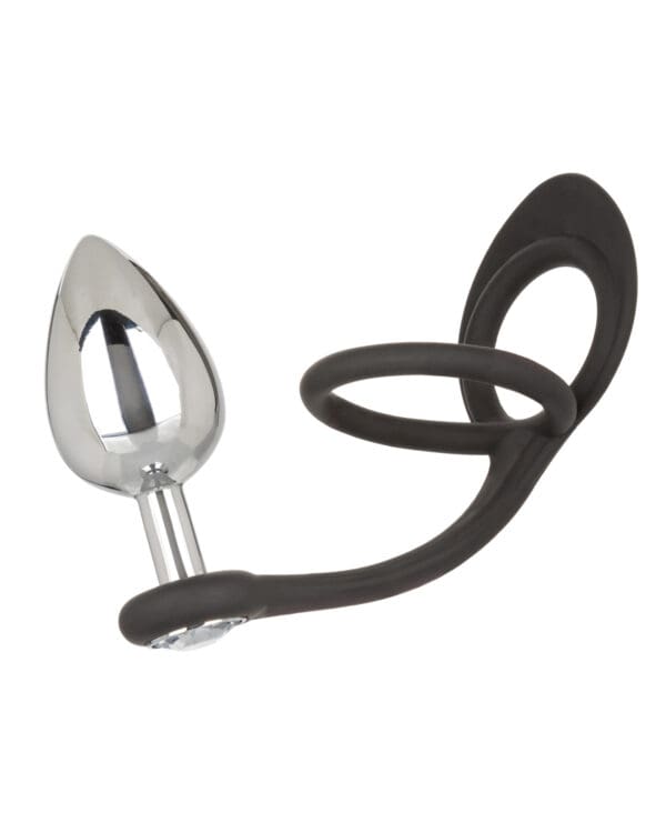 Star Fucker XL Teardrop Gem Plug w/Silicone Enhancer - Black - Image 3