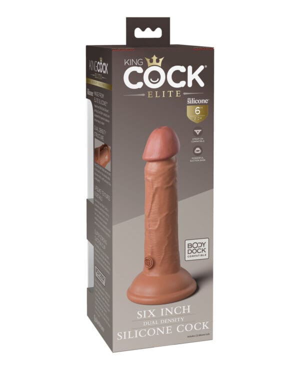 King Cock Elite 6" Dual Density Silicone Cock - Tan - Image 2