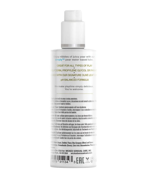 Wicked Sensual Care Simply Water Based Lubricant - 4 oz Pear - Image 2