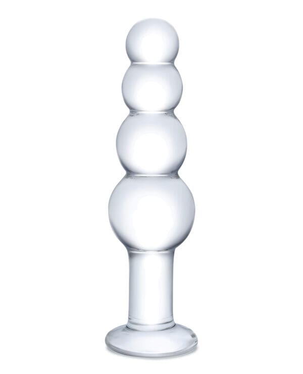 Glas 7.25" Glass Beaded Butt Plug - Clear - Image 2