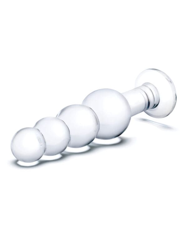 Glas 7.25" Glass Beaded Butt Plug - Clear - Image 3
