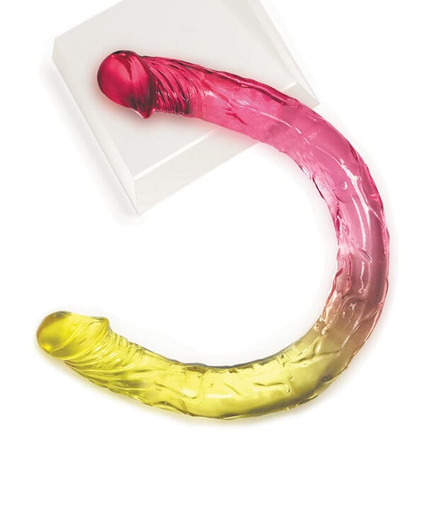 Shades Jelly TPR Gradient Double Dong - Pink/Yellow - Image 2