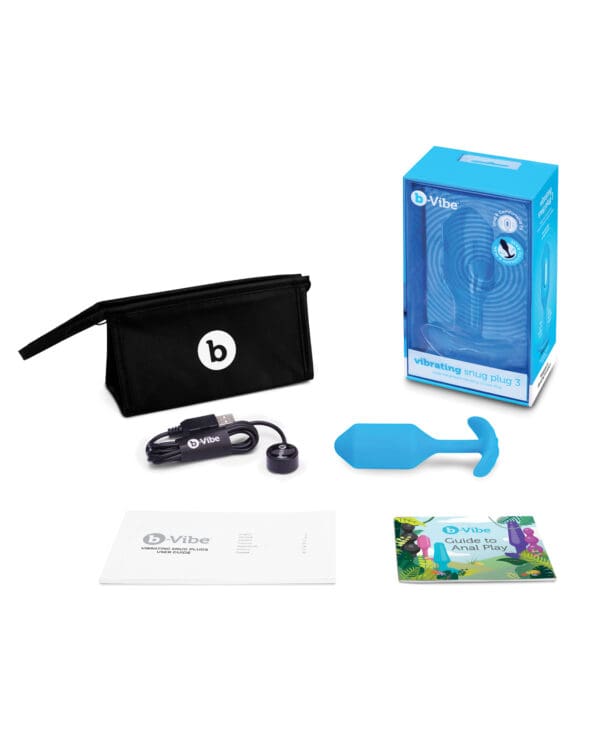 b-Vibe Vibrating Snug Plug - Large Blue - Image 5