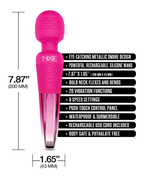 Nixie Rechargeable Wand Massager - Pink Ombre Metallic - Image 4