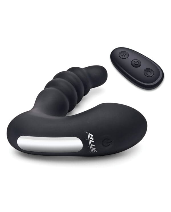 Blue Line Vibrating Prostate Prodder w/Remote - Black - Image 4