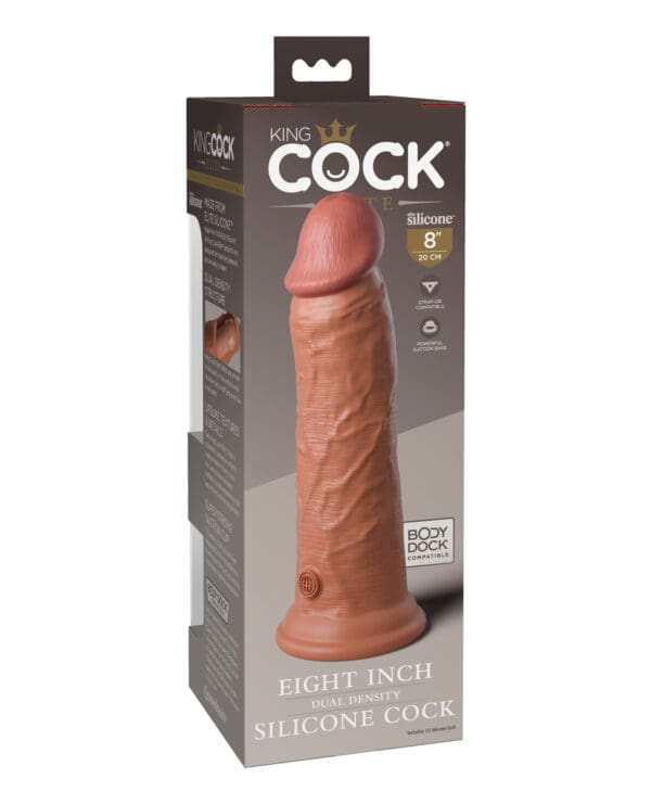 King Cock Elite 8" Dual Density Silicone Cock - Tan - Image 2