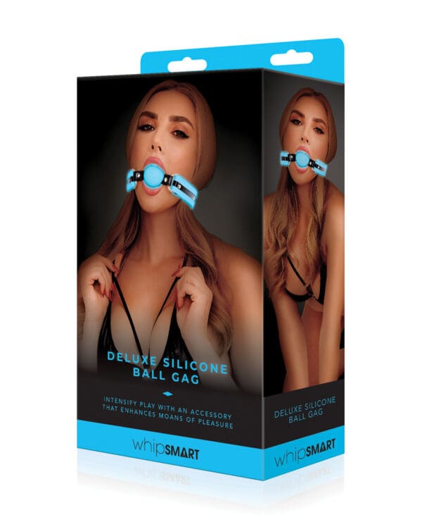 WhipSmart Glow in the Dark Deluxe Silicone Ball Gag - Blue