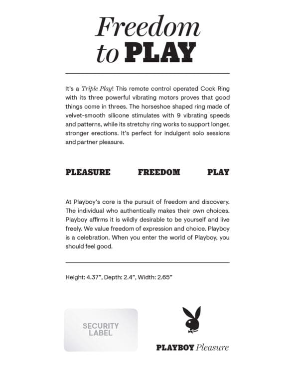 Playboy Pleasure Triple Play Cock Ring  - 2 AM - Image 2