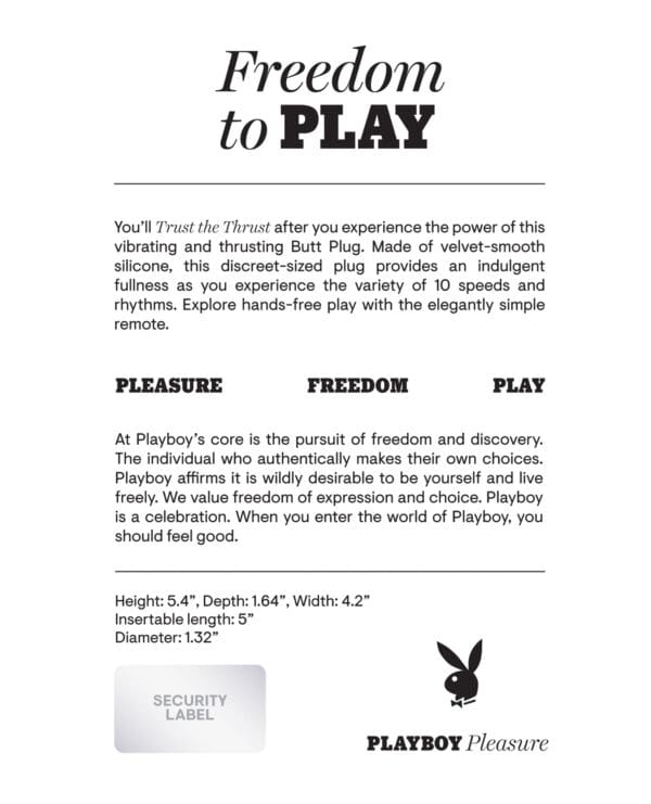 Playboy Pleasure Trust The Thrust Butt Plug - 2 AM - Image 2
