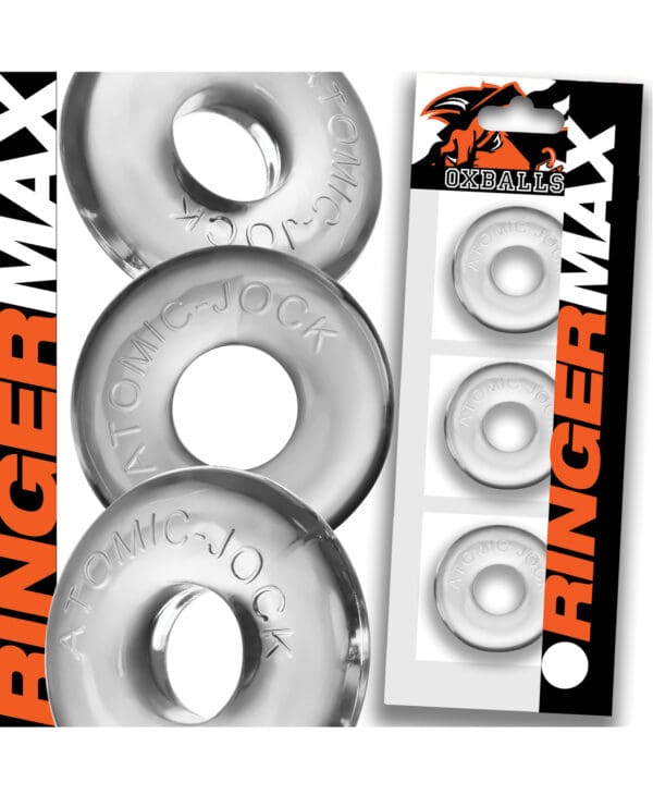 Oxballs Ringer Max 3 Pack Cockrings - Clear - Image 2