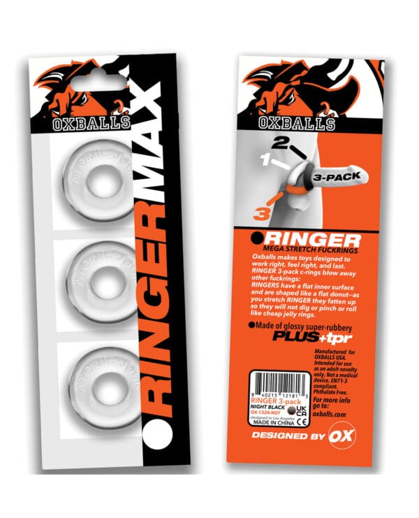 Oxballs Ringer Max 3 Pack Cockrings - Clear - Image 3