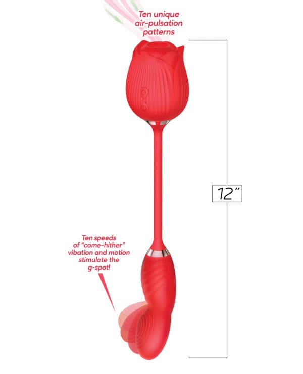 Wild Rose Suction & Come Hither Vibrator - Red - Image 2
