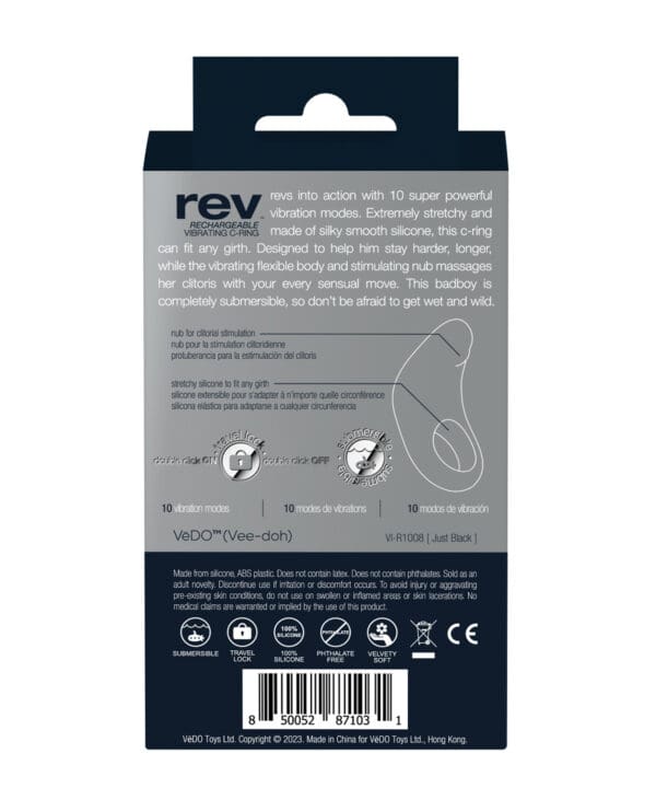 VeDO Rev Rechargeable C Ring - Black - Image 5