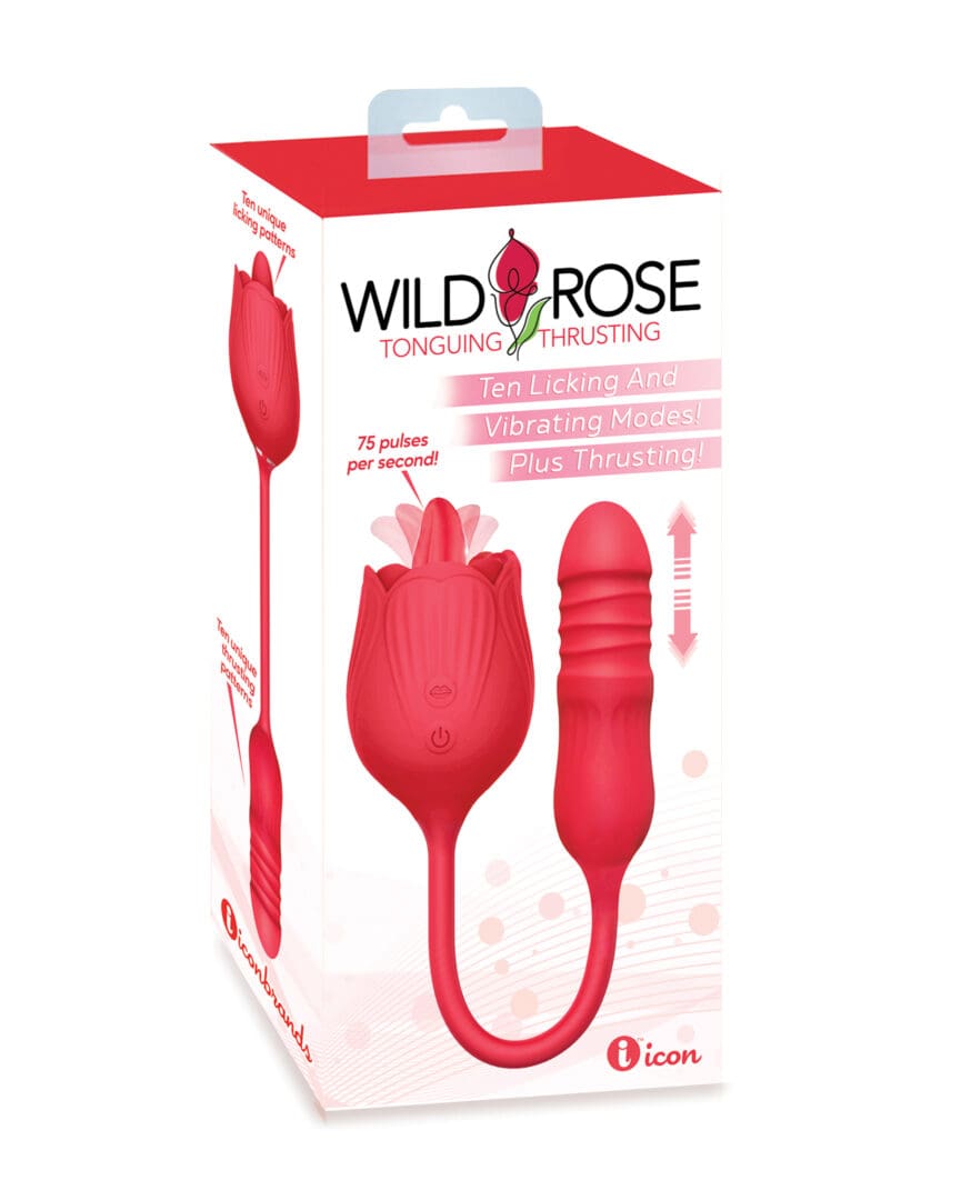 Wild Rose Licking & Thrusting Vibrator - Red