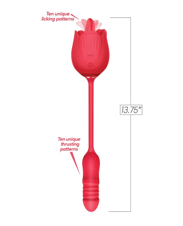 Wild Rose Licking & Thrusting Vibrator - Red - Image 2