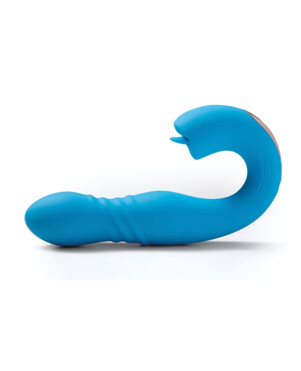 Joi App Controlled Thrusting G-Spot Vibrator & Clit Licker - Blue - Image 3