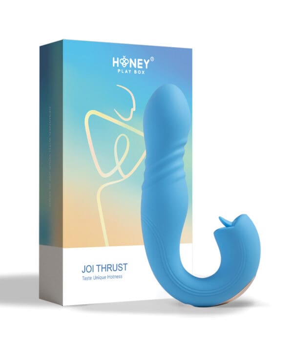 Joi App Controlled Thrusting G-Spot Vibrator & Clit Licker - Blue - Image 5
